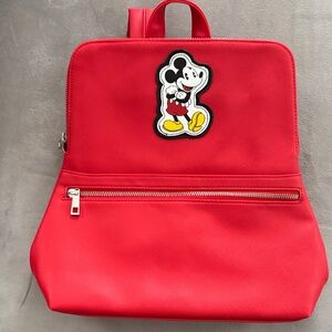 Red Backpack with Mickey Mouse Patch